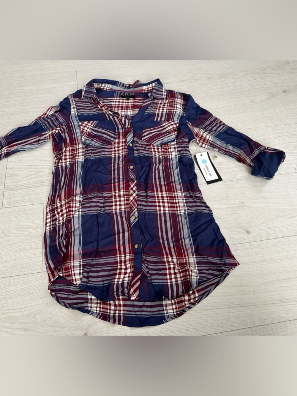 New Tinsel plaid long sleeve
blue/white/burgundy